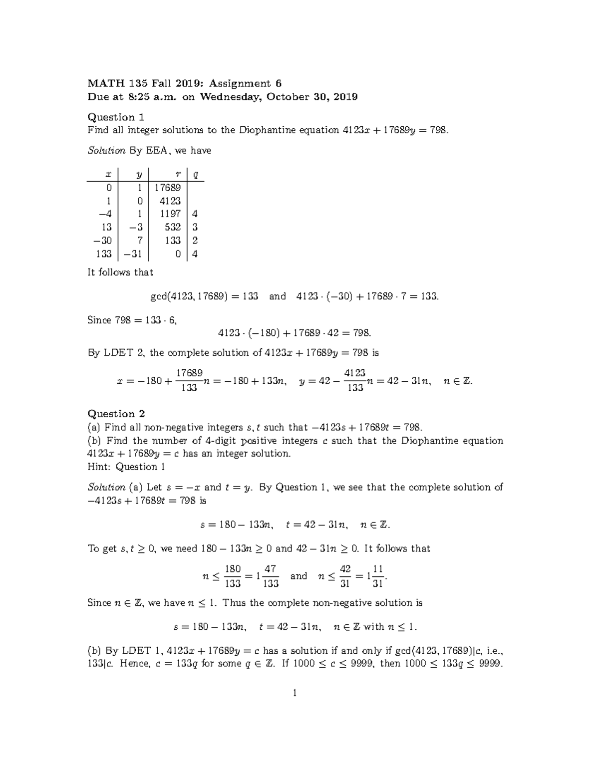 math 135 assignment solutions