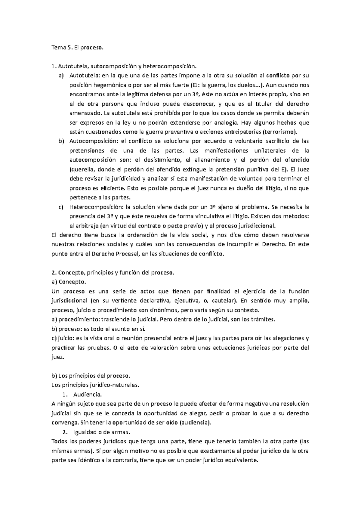 B3. Tema 5. El Proceso, Principios - Tema 5. El Proceso. Autotutela ...