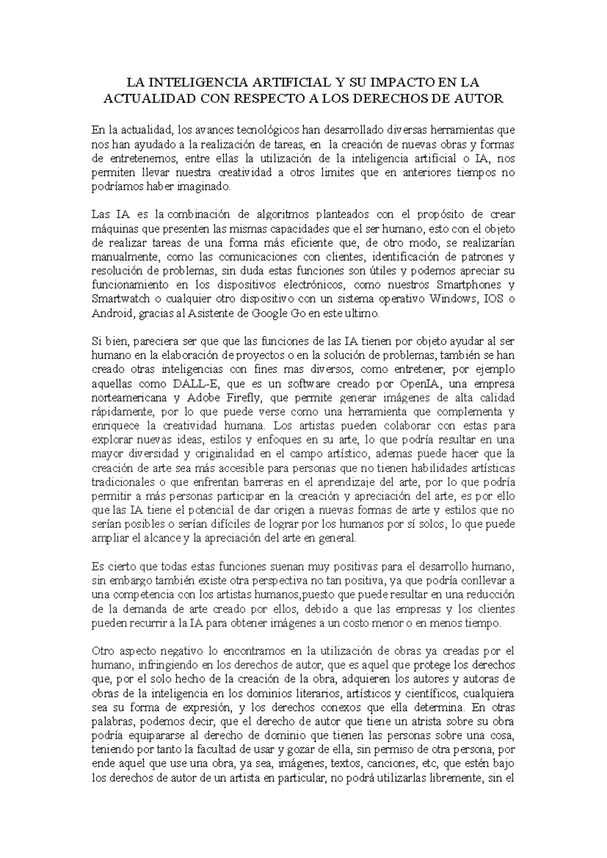 LA Inteligencia Artificial Y LOS Derechos DE Autor - LA INTELIGENCIA ...