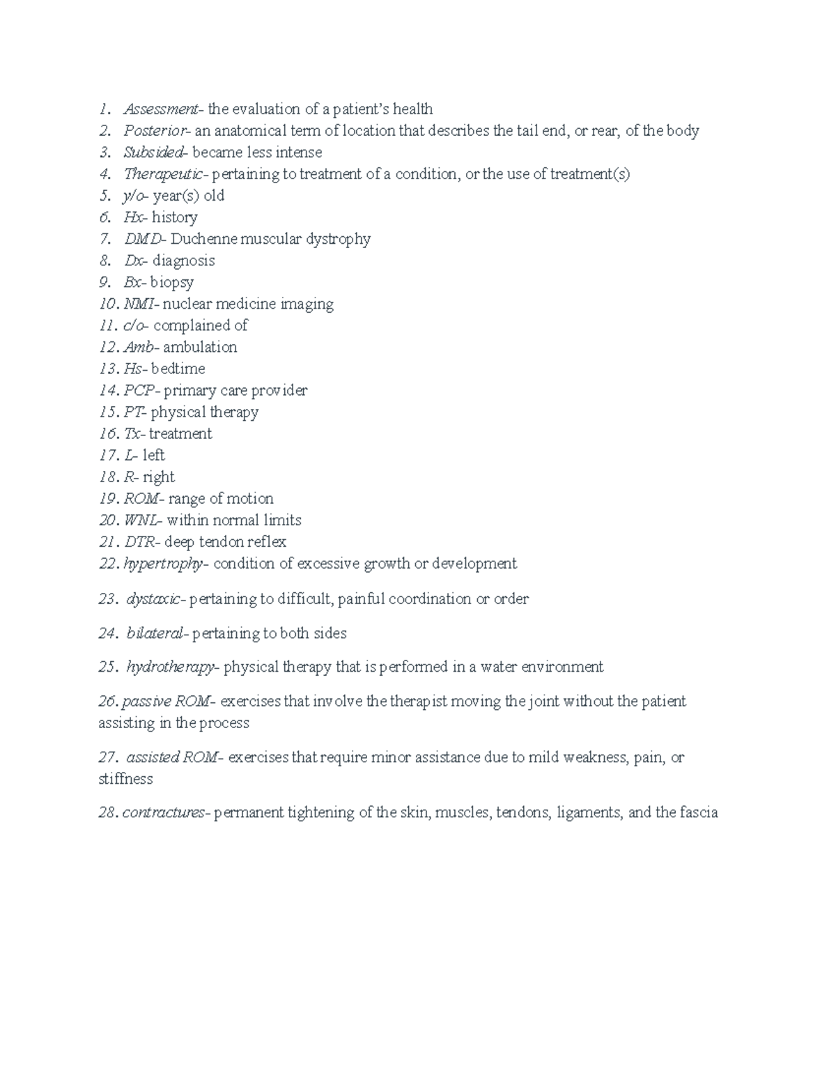 Medical Terminology Interpreting Medical Records Assessment the