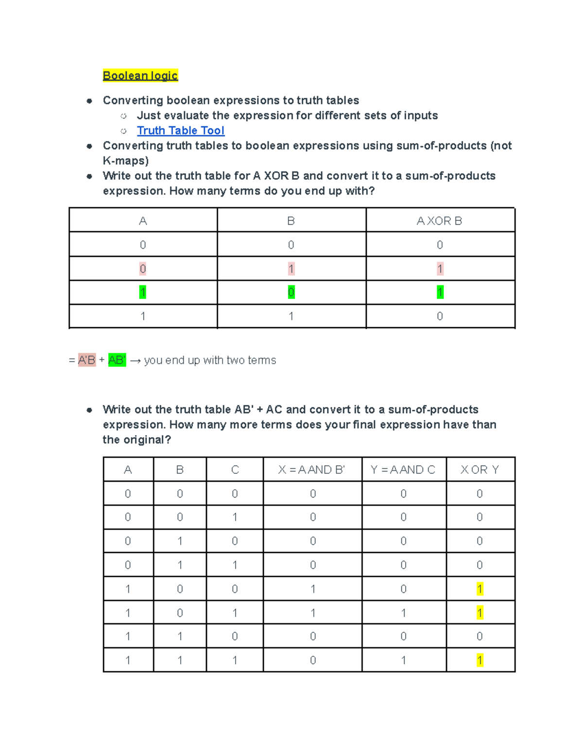 CS2110 Quiz 2 Topic List - Boolean logic Converting boolean expressions ...