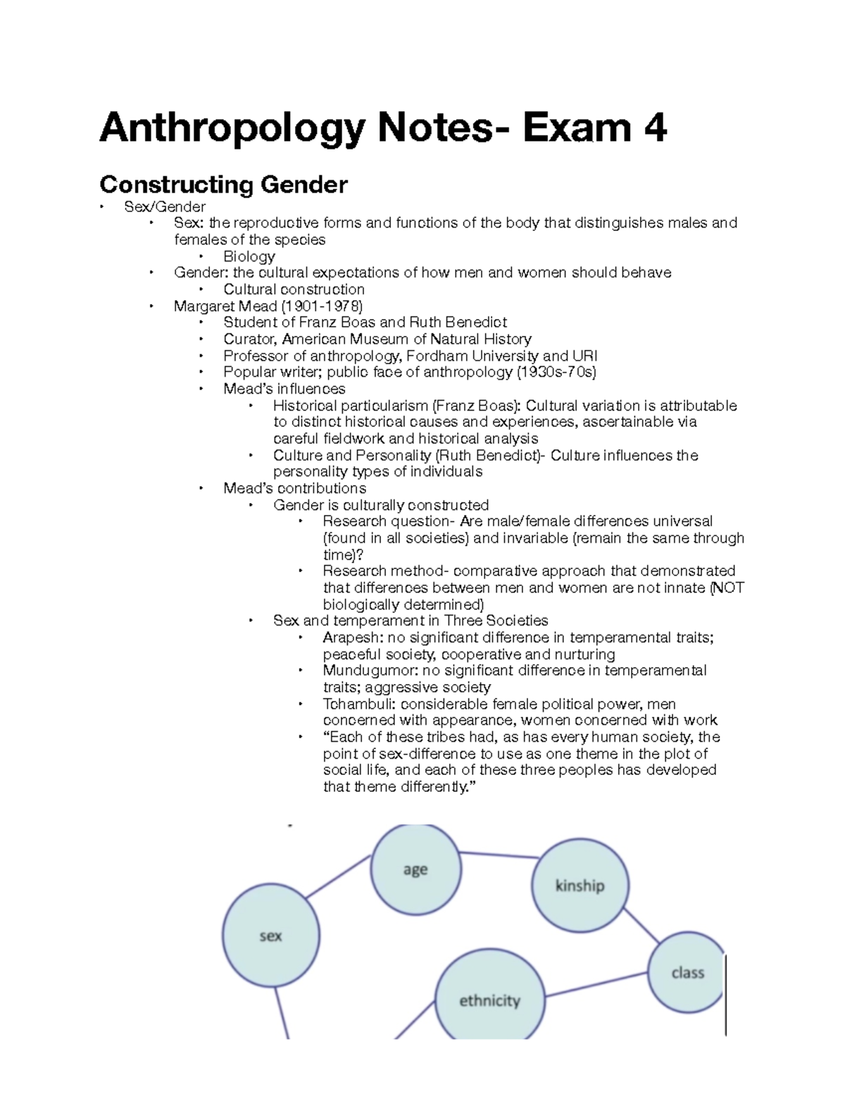 Anthropology 101 Notes Exam 4 Anthropology Notes Exam 4 Constructing Gender Sexgender Sex 5831