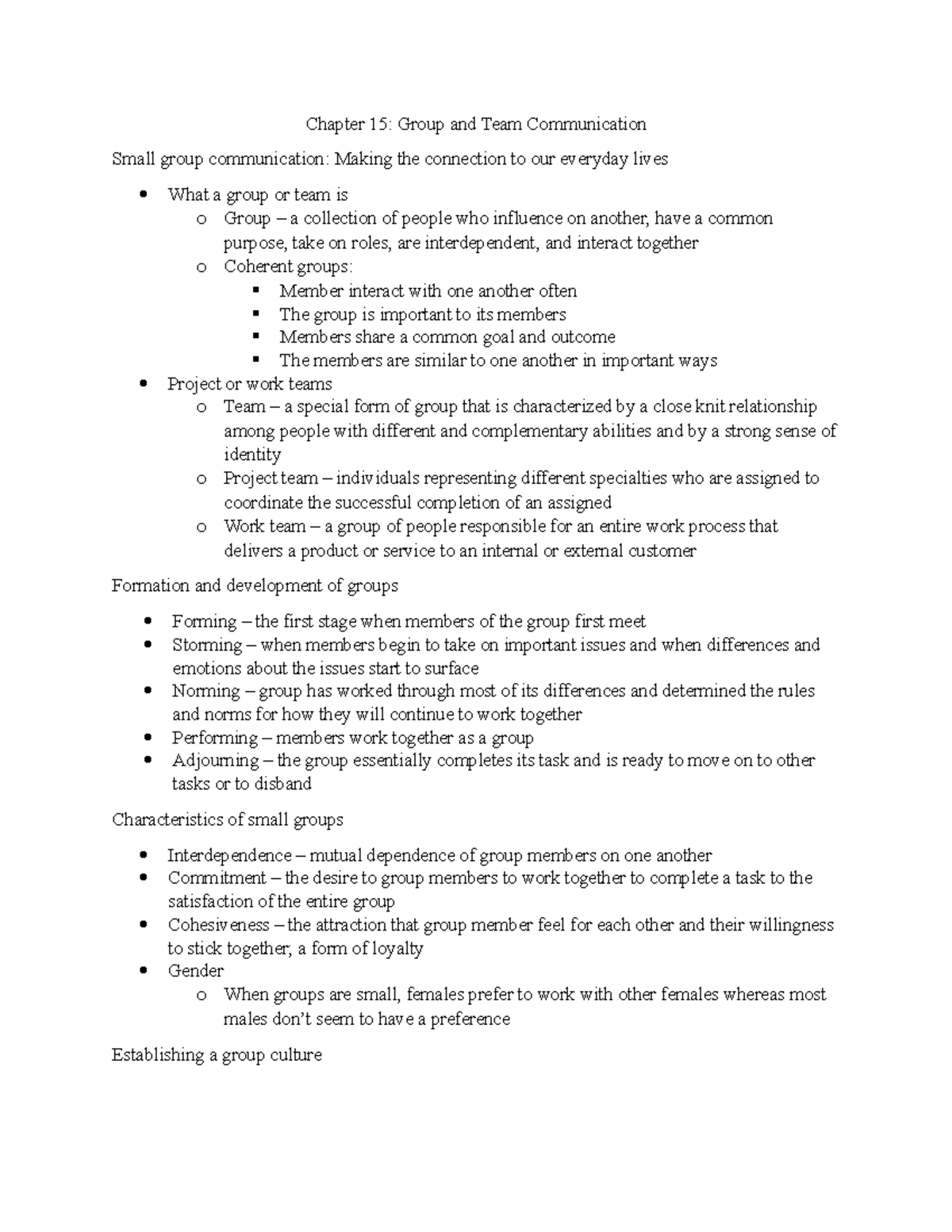 Chapter 15 - Public speaking - Chapter 15: Group and Team Communication ...