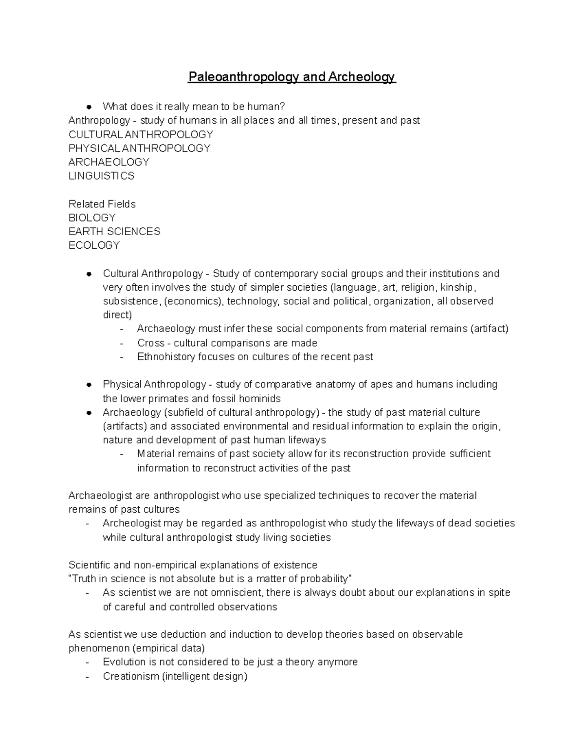 Paleoanthropology and Archeology4 . barbarism .. civilization A