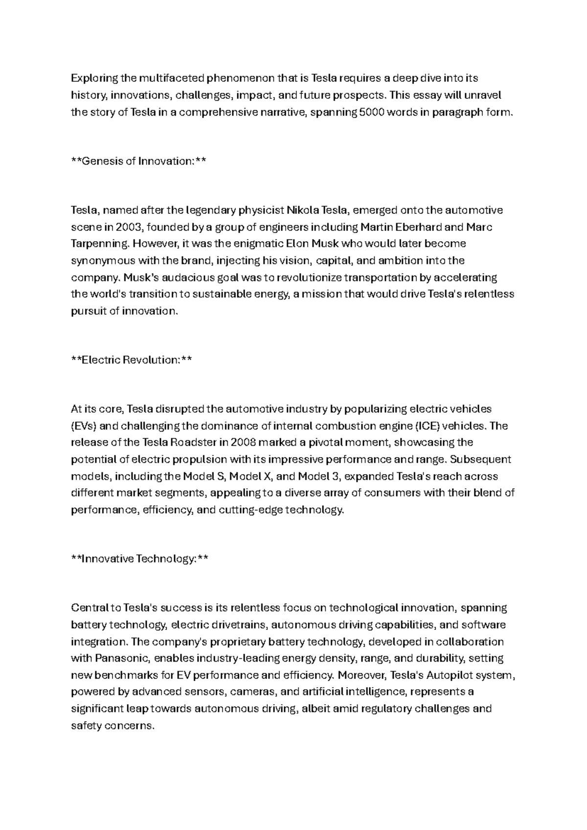Tesla - Lecture Notes - Exploring the multifaceted phenomenon that is ...