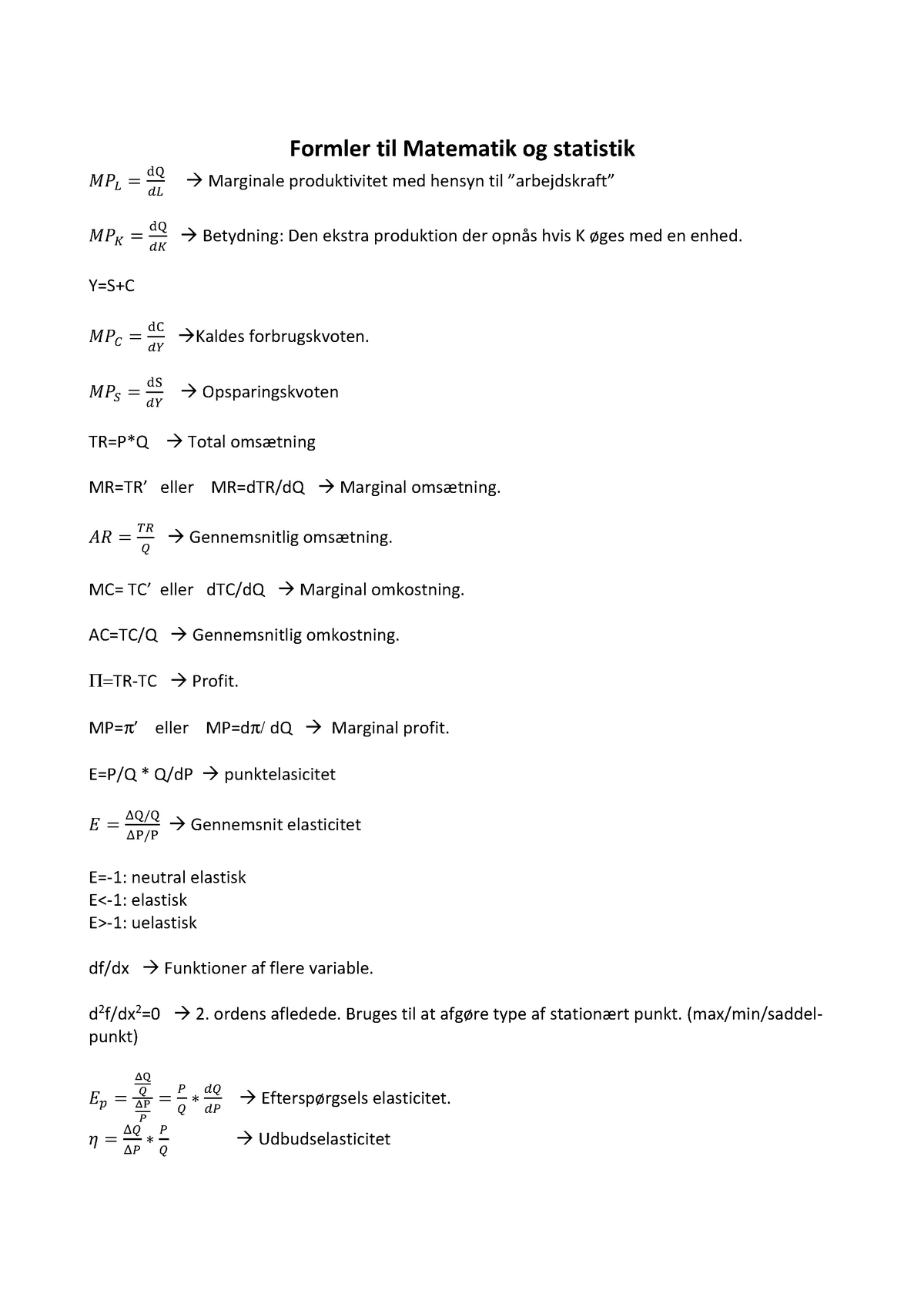 Formler Til Matematik Og Statistik - Formler Til Matematik Og Statistik ...