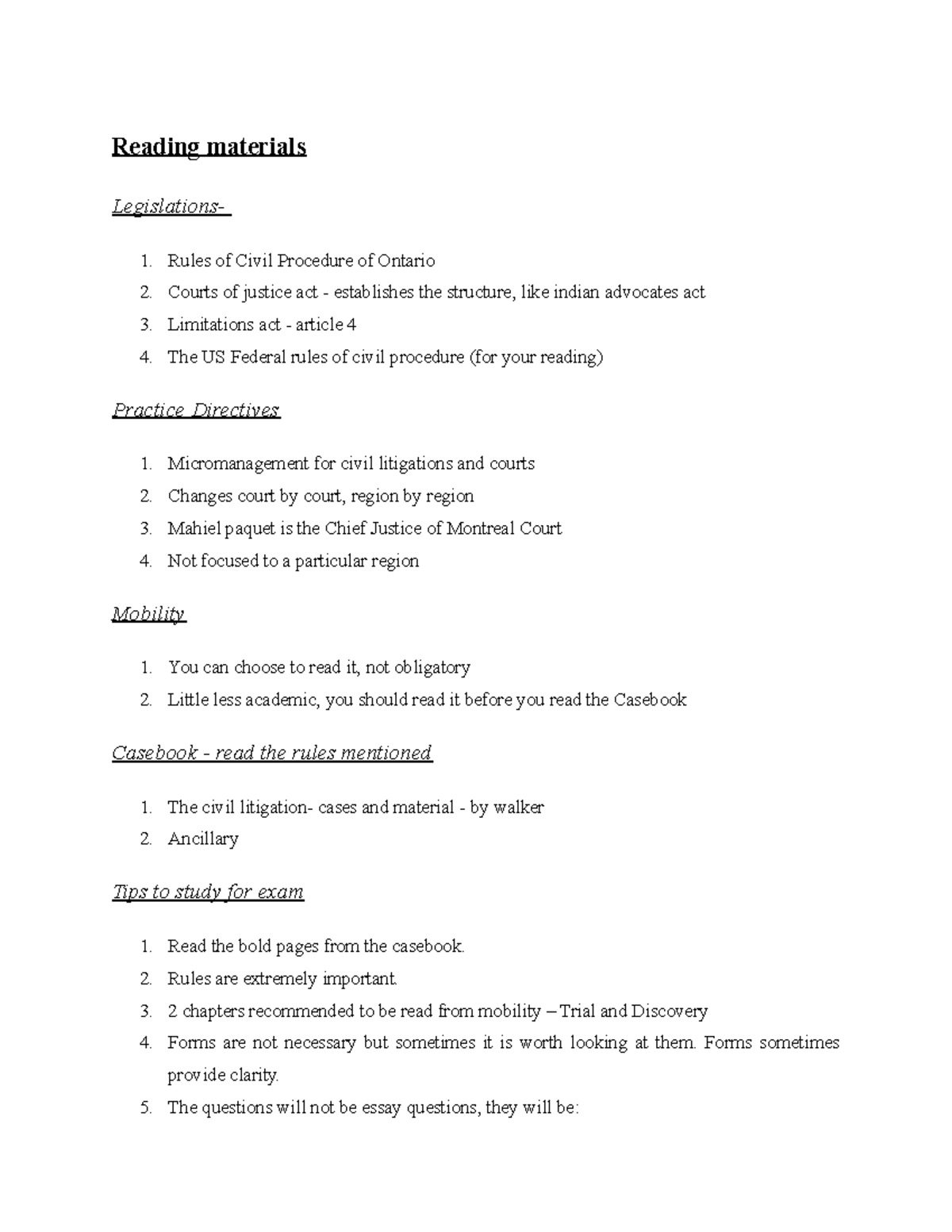 Civil Procedure Rules are extremely important. 2 chapters