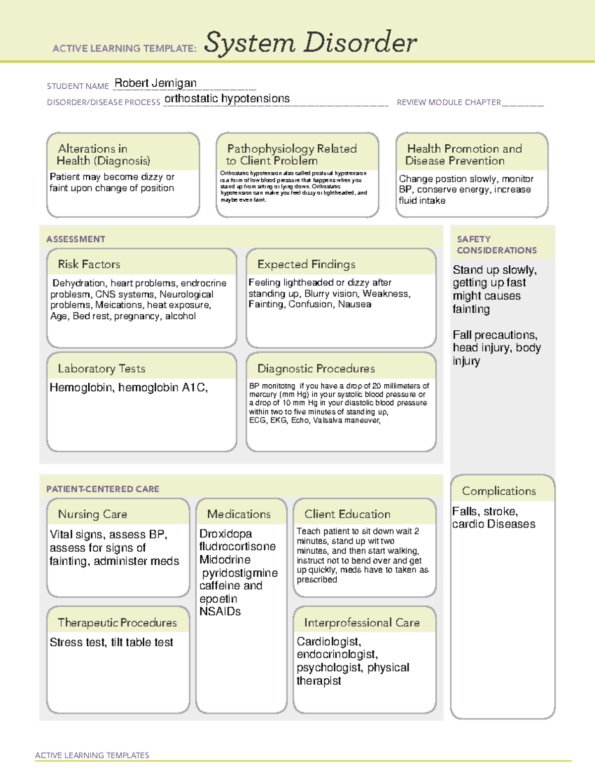 Orthostatic hypotension template - ACTIVE LEARNING TEMPLATES System ...