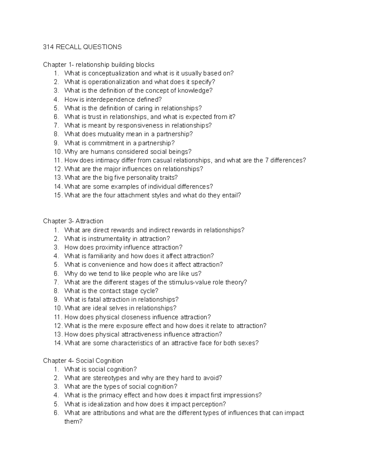 FMST 314 Recall Questions 314 RECALL QUESTIONS Chapter 1