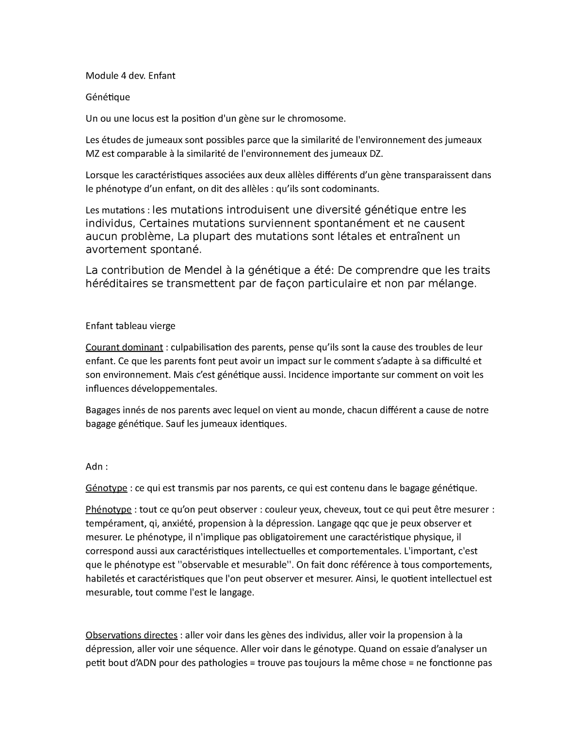 Module 4 5 Notes De Cours 4 5 Developpement De L Enfant Studocu