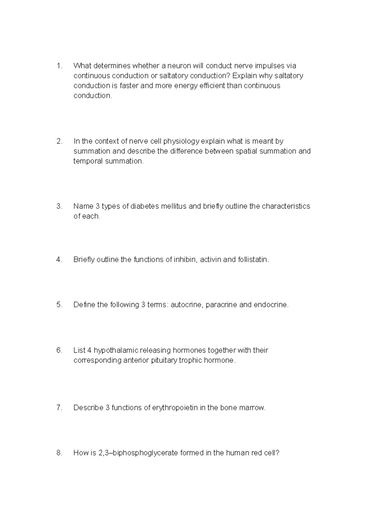 Sample/practice exam questions - What determines whether a neuron will ...