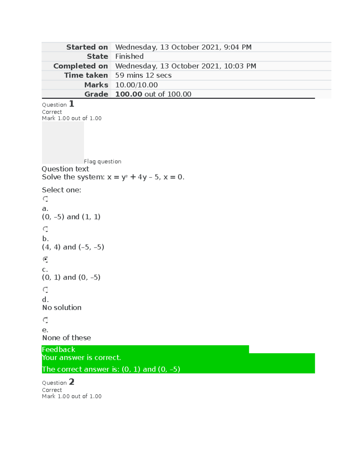 Math 1201 Graded Quiz Unit 6 - Started On Wednesday, 13 October 2021, 9 ...