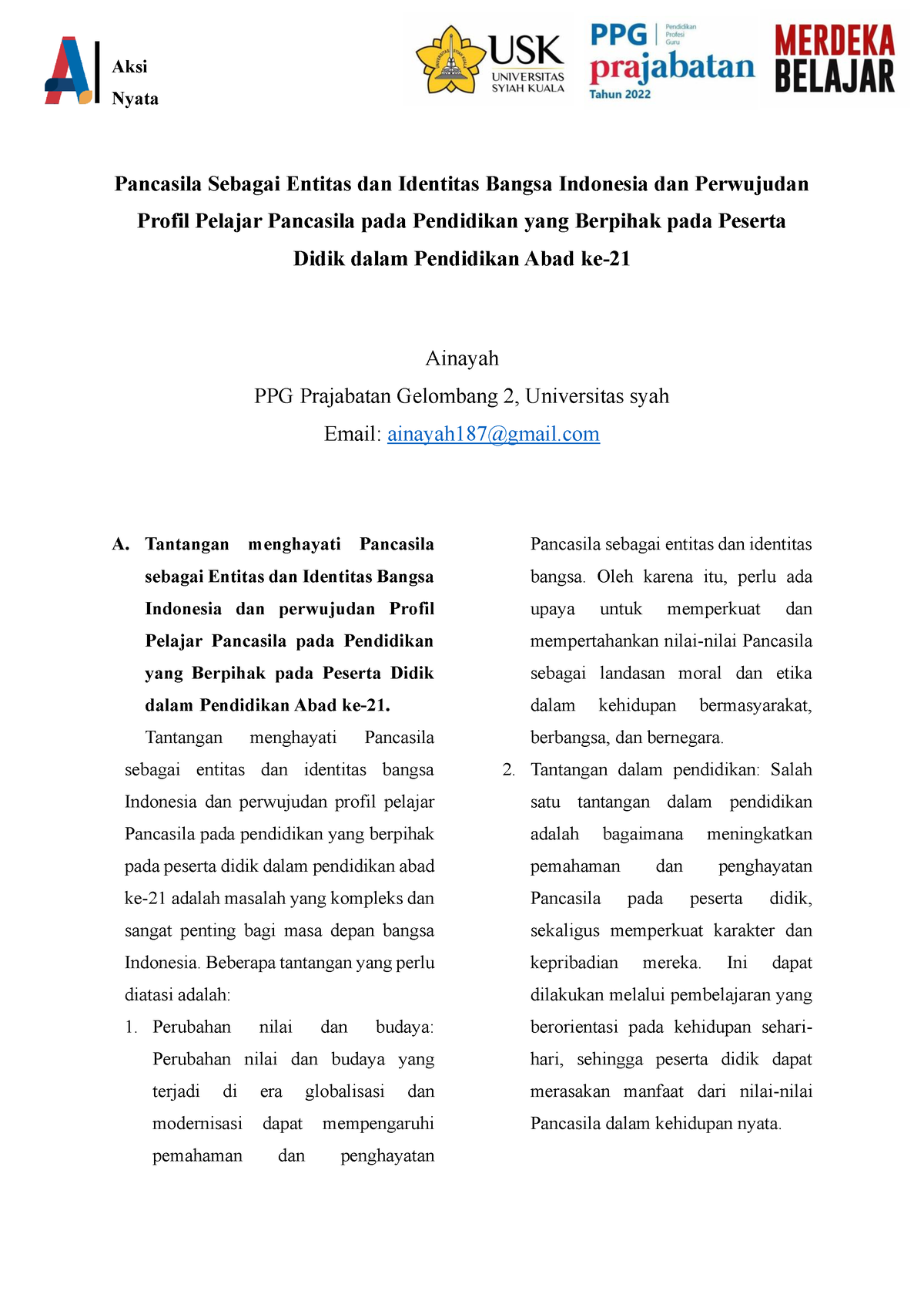 FPI TP- 4 Aksi Nyata - Fpi - Nyata A Pancasila Sebagai Entitas Dan ...