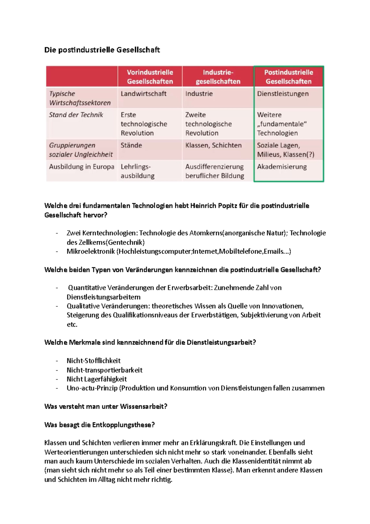 04 Die postindustrielle Gesellschaft Die postindustrielle