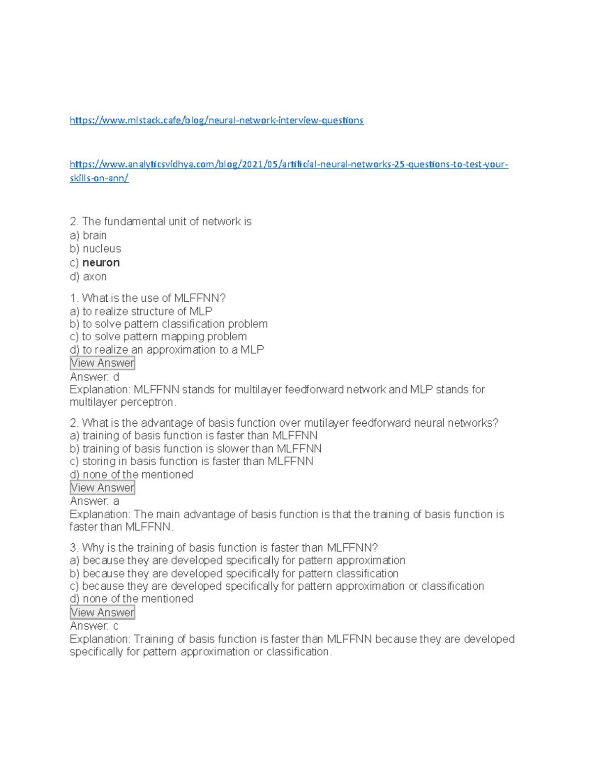 Question for ANN dsaf