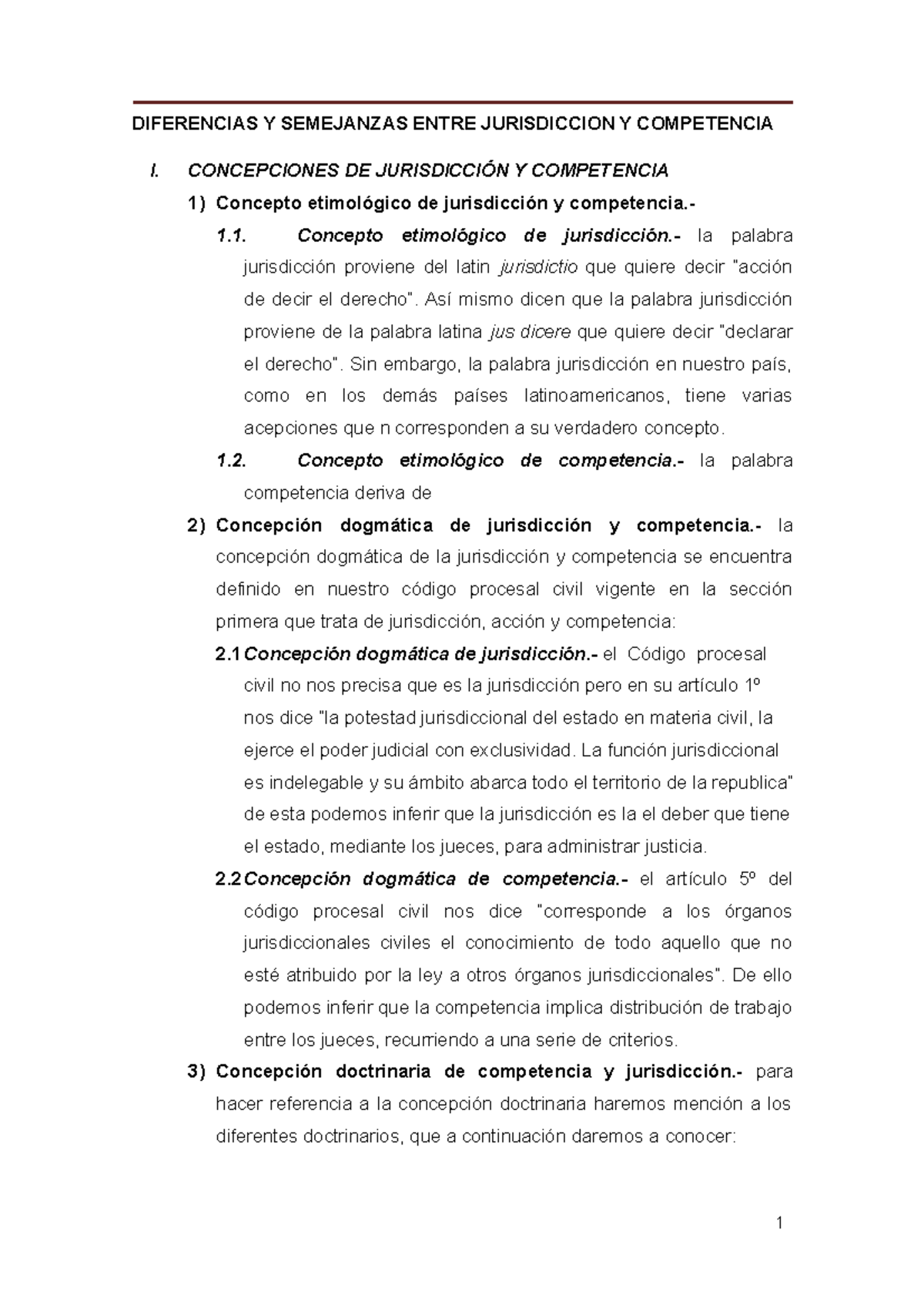 DIFERENCIA ENTRE JURISDICCION Y COMPETENCIA SEGUN LA LEY - 1 ...