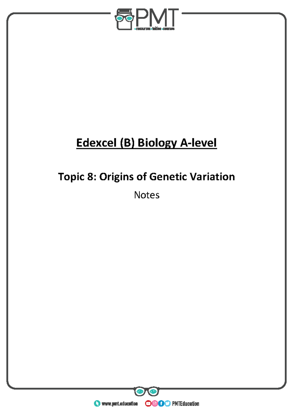 Summary Notes - Topic 8 Edexcel (B) Biology A-Level - Edexcel (B ...