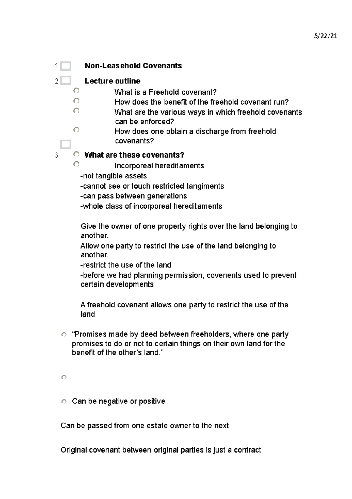 Non-Leasehold Covenants My Version - 5/22/ 1 Non-Leasehold Covenants 2 ...