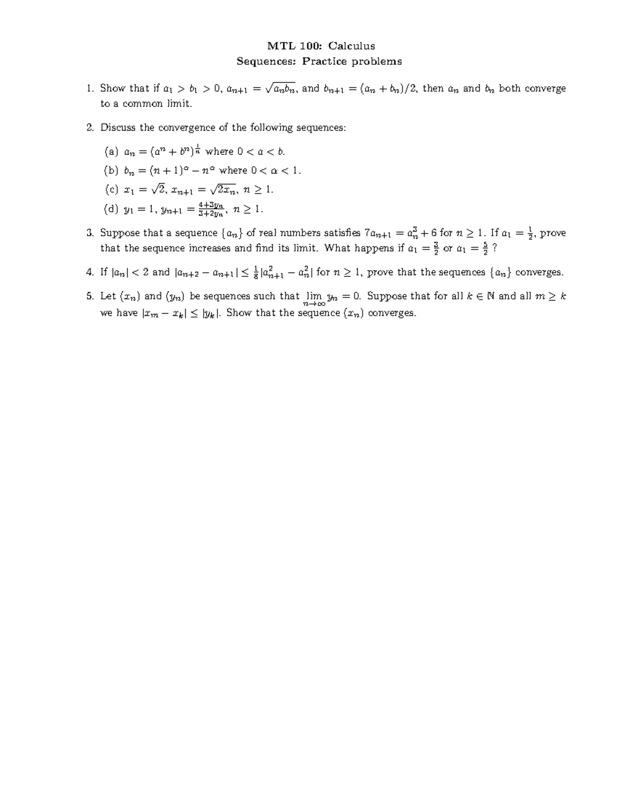 Seq practice pbm - seq problem - MTL 100: Calculus Sequences: Practice ...