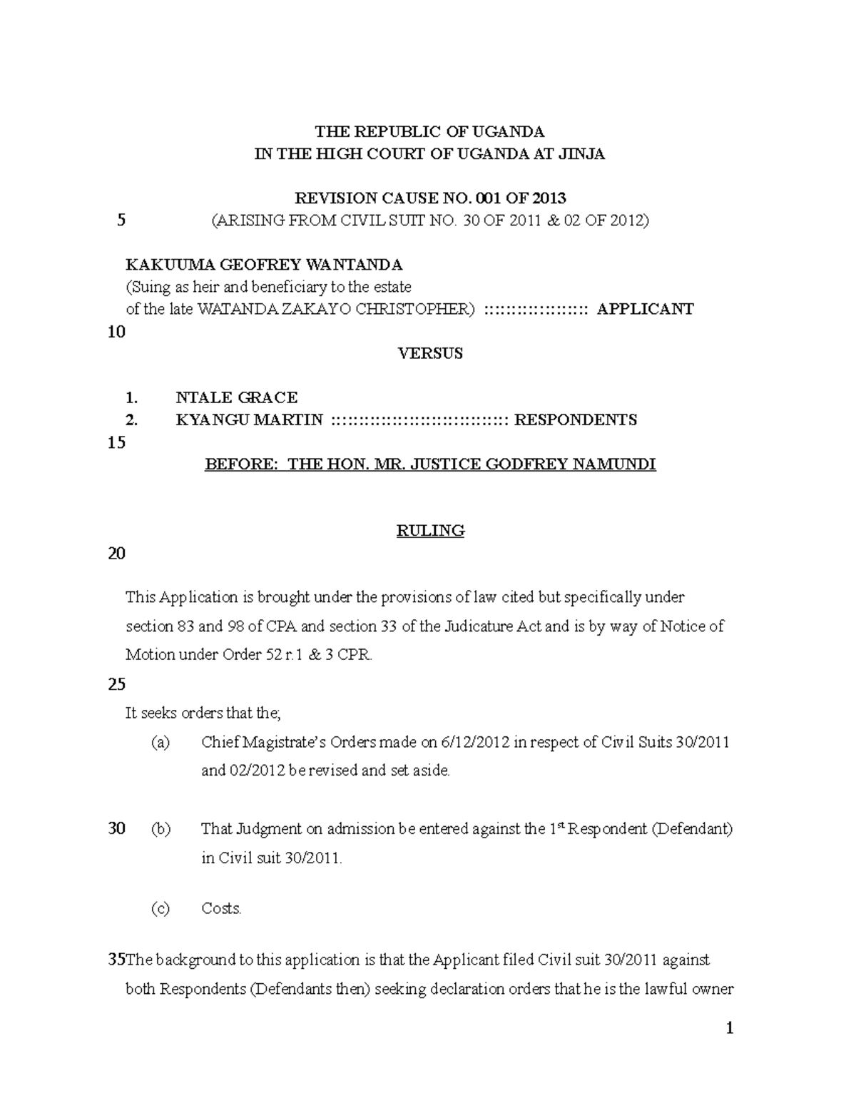 2014ughccd78 0 Case law THE REPUBLIC OF UGANDA IN THE HIGH COURT