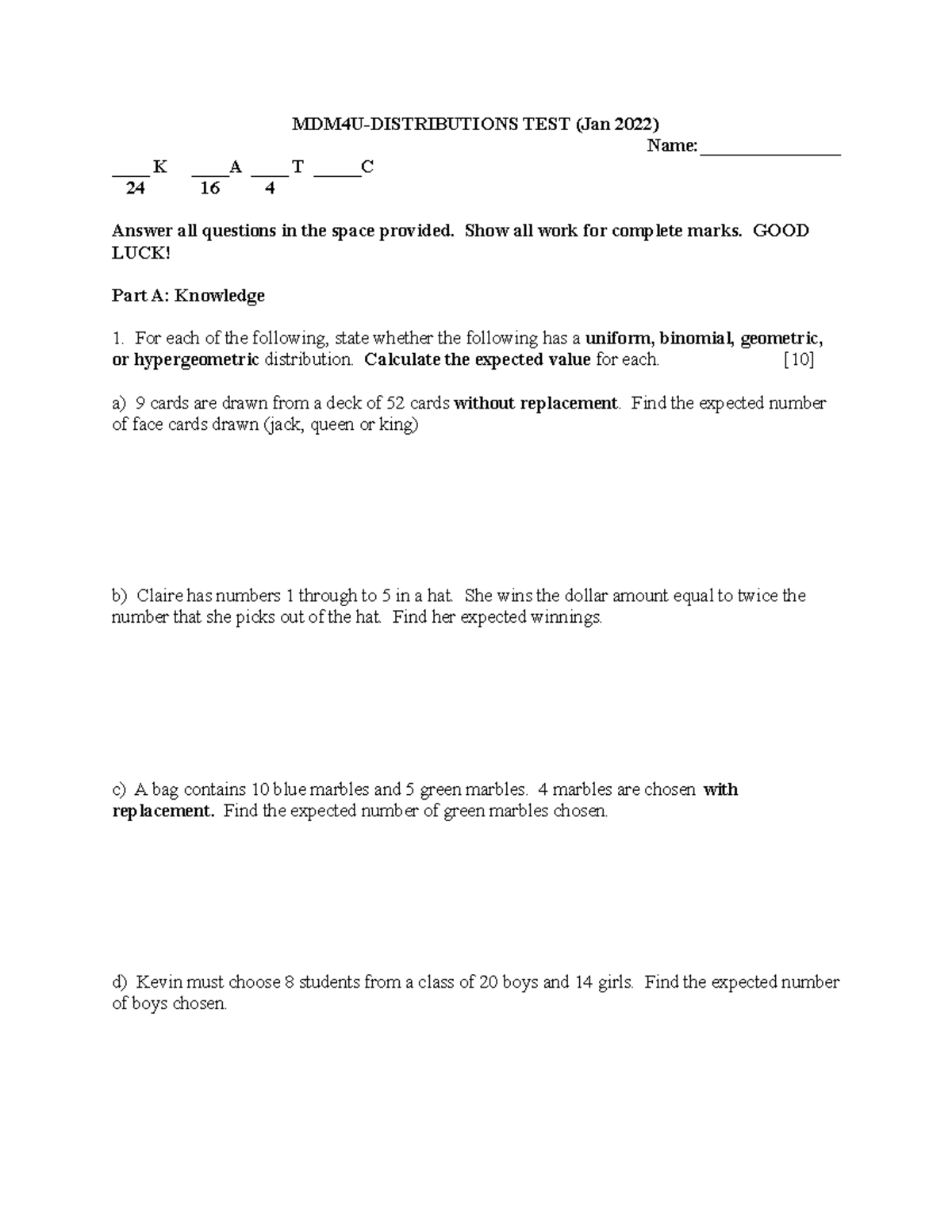 Eric Chen - MDM4U- Distributions TEST Jan 2021 (online) - MDM4U ...