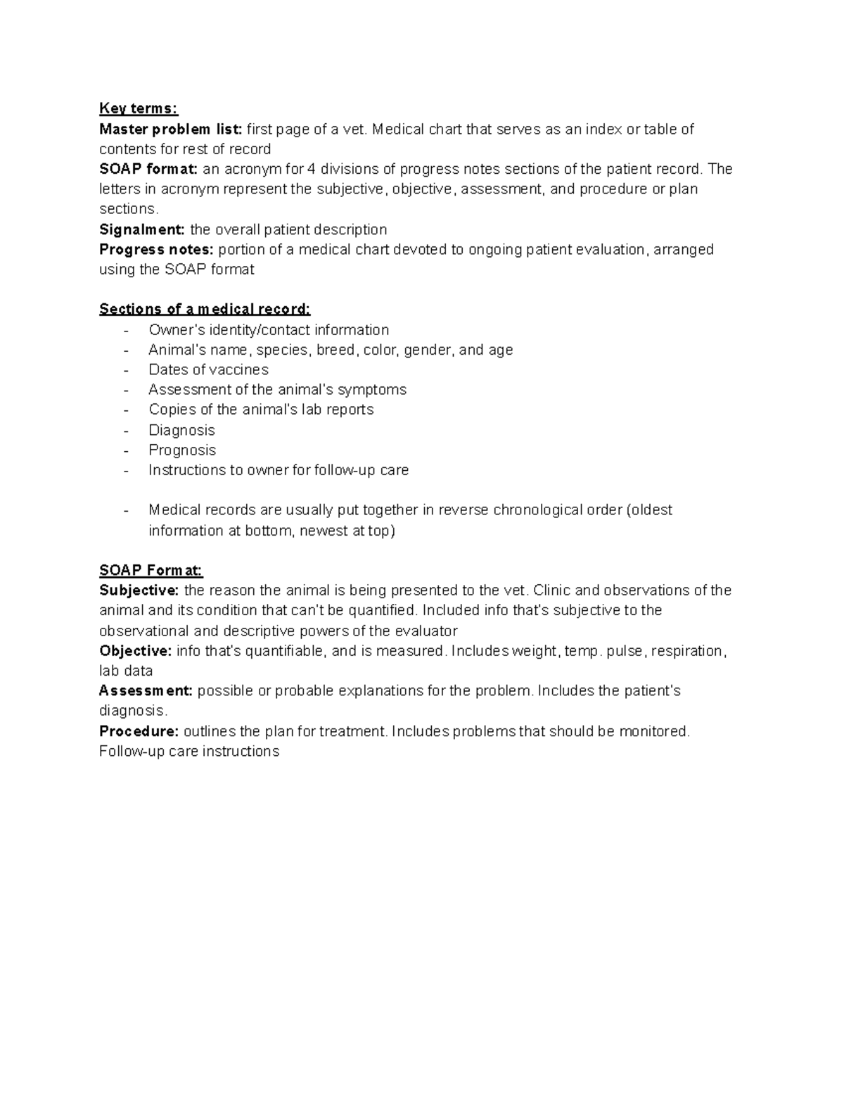 3.5 SOAP Format notes Key terms Master problem list first page of