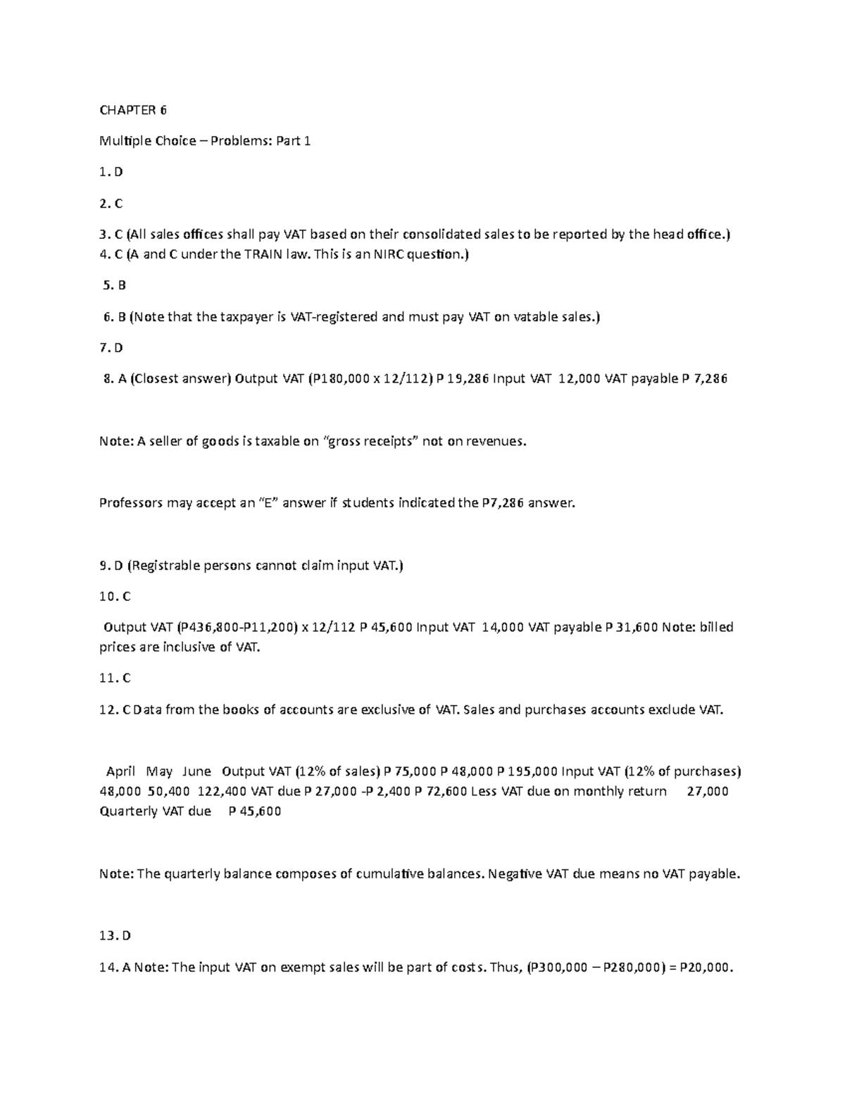 Ch a pter 6 7 AND 9 Suggested Answers Bust a x - CHAPTER 6 Multiple ...