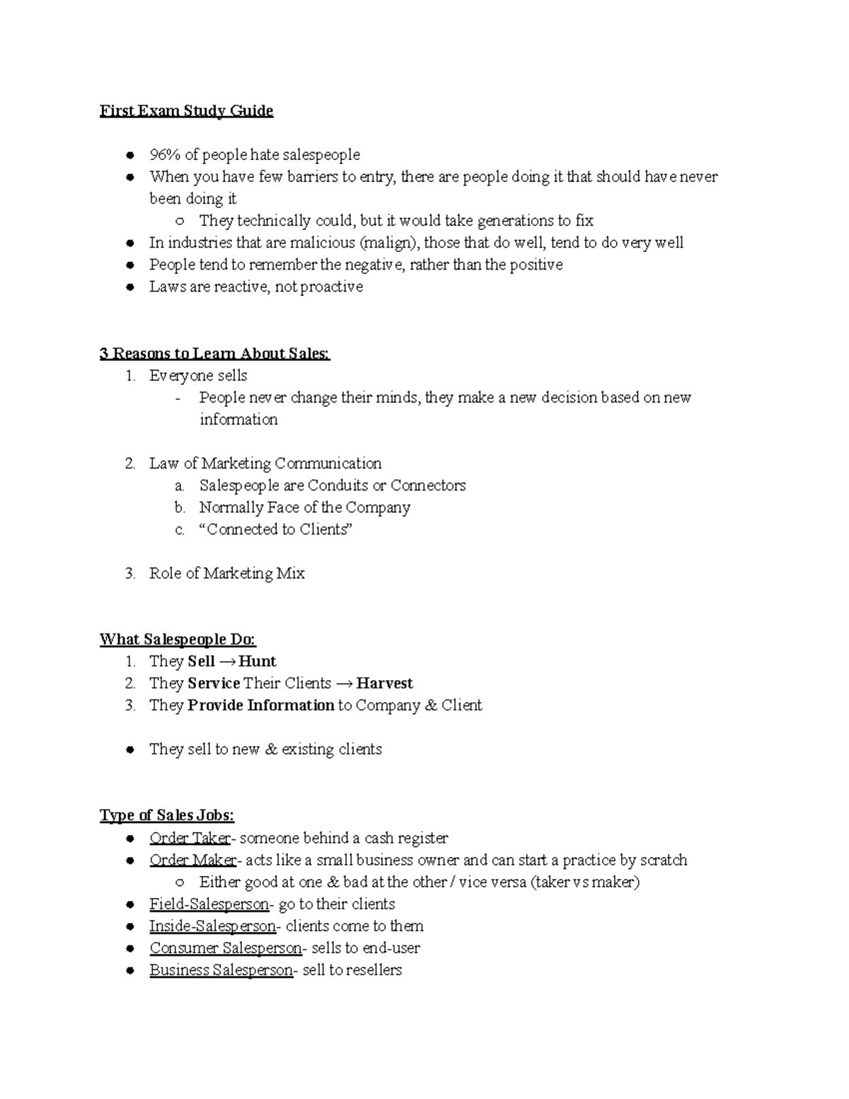 Exam 1 Study Guide - First Exam Study Guide 96% of people hate ...