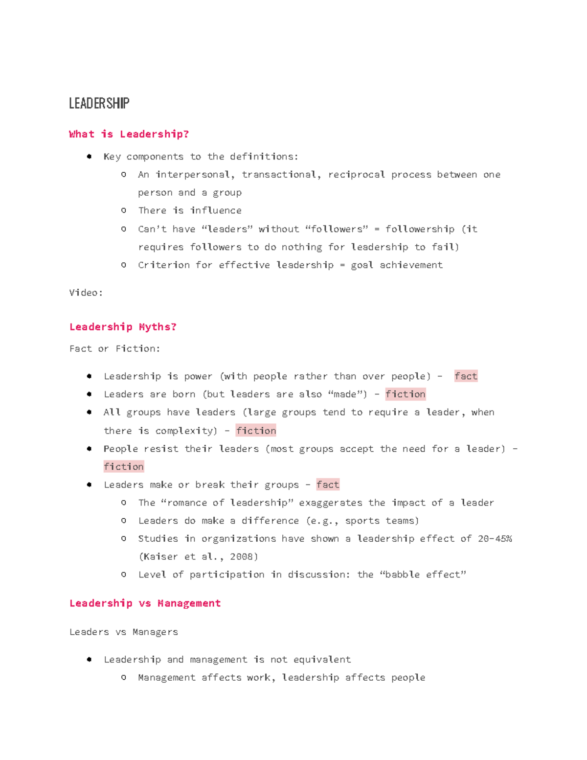 Lecture 7 intro notes - Dr. Peter Papadogiannis - LEADERSHIP What is ...