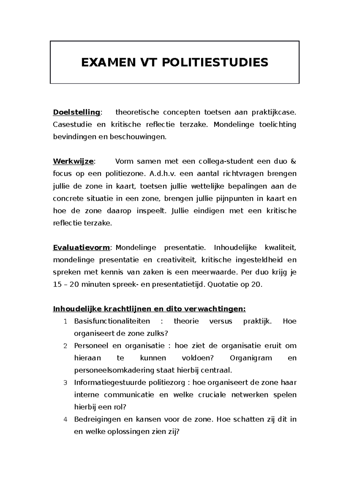 3Ba MV2122 VT Polstud Examenopdracht - EXAMEN VT POLITIESTUDIES ...