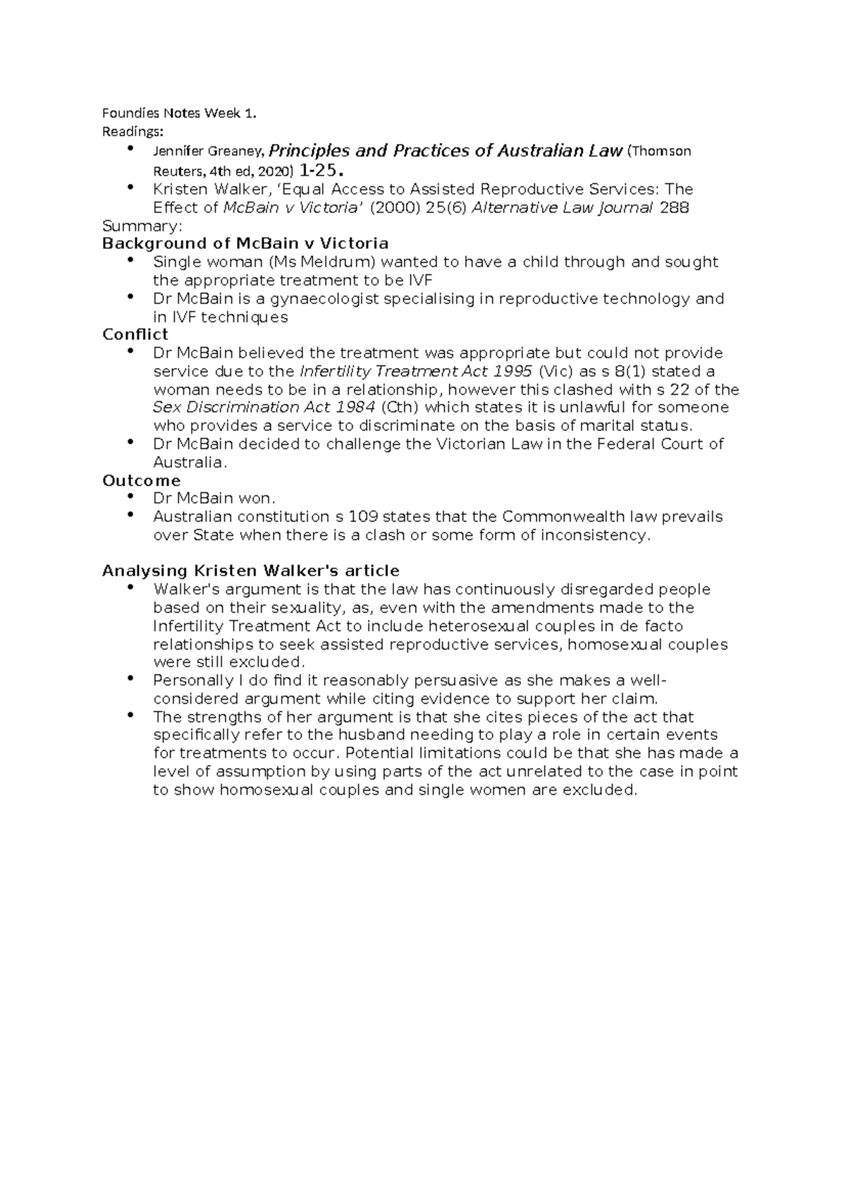 Foundations Notes Week 1 - Foundies Notes Week 1. Readings: Jennifer ...