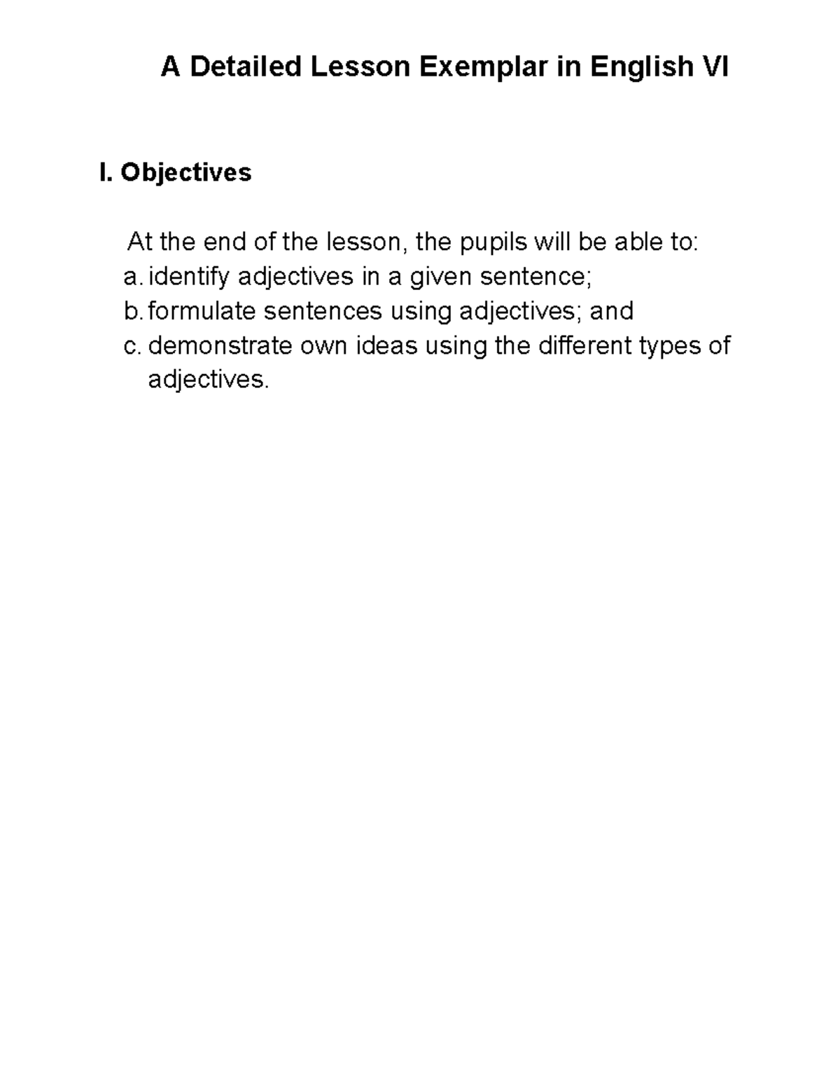Instructional Objectives - Bachelor in Secondary Education Major in ...