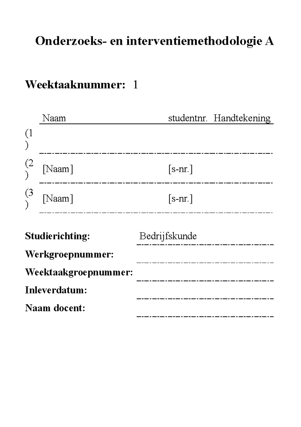 OIMA Weektaak 1 2023-2024 - Onderzoeks- En Interventiemethodologie A ...