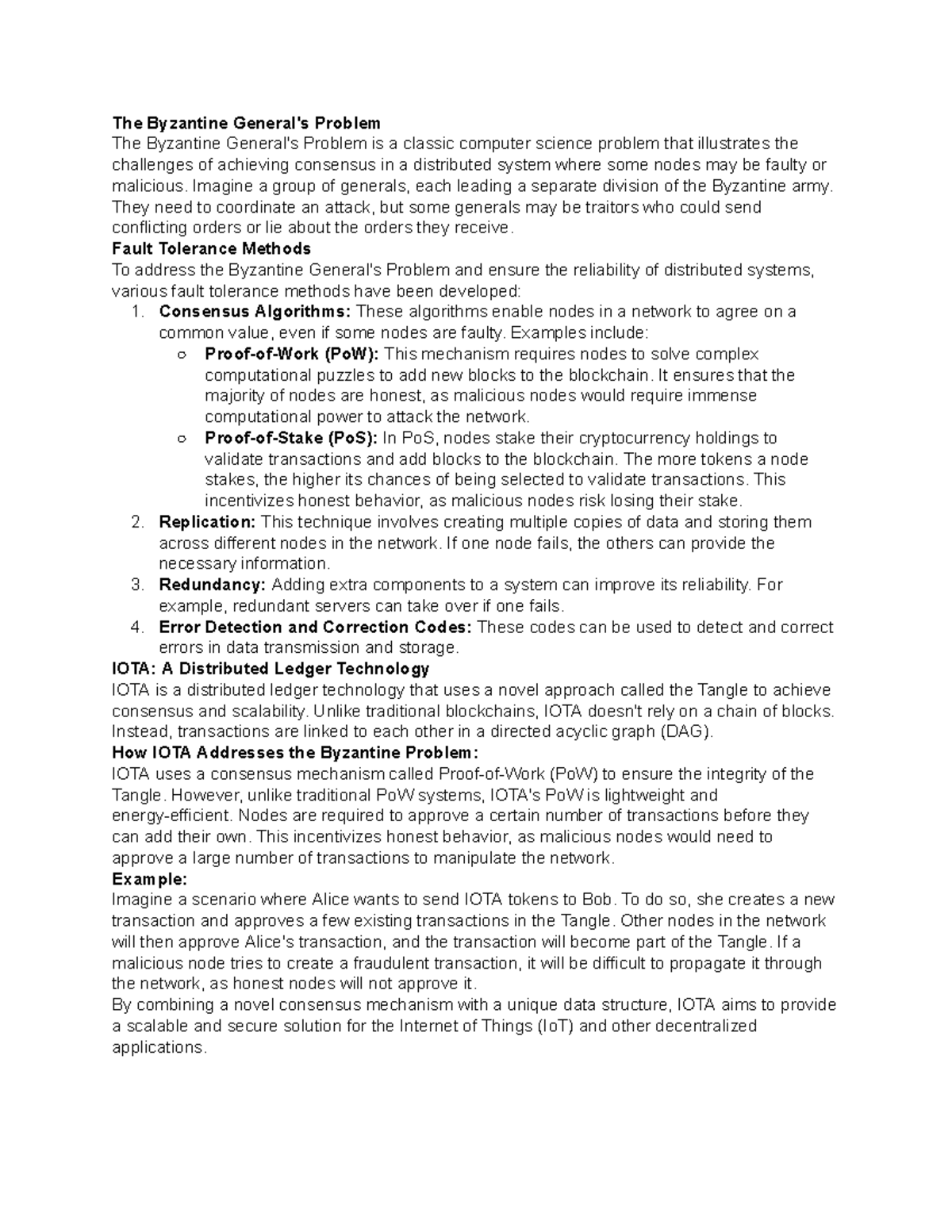 Explain Byzantine problem explain how we can apply - The Byzantine ...