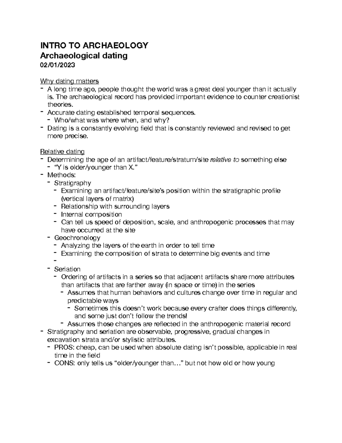 Archaeological dating - INTRO TO ARCHAEOLOGY Archaeological dating 02 ...