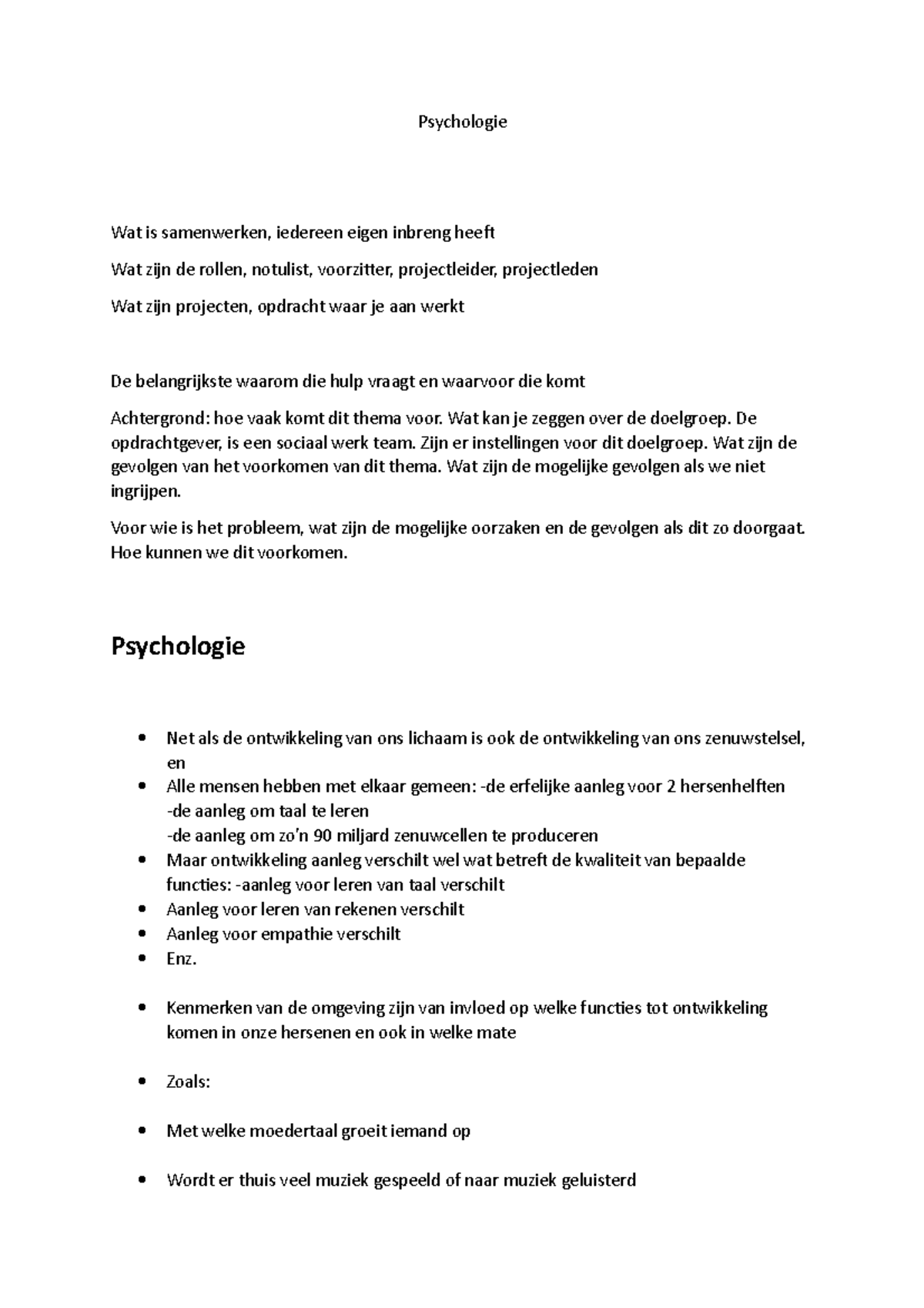 Aantekeningen Psychologie 2021/2022 - Psychologie Wat Is Samenwerken ...