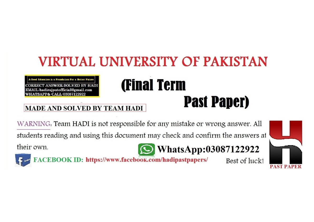 CS302 Final TERM FILE 1 Solved BY HADI - Digital Logic And Design - VU ...