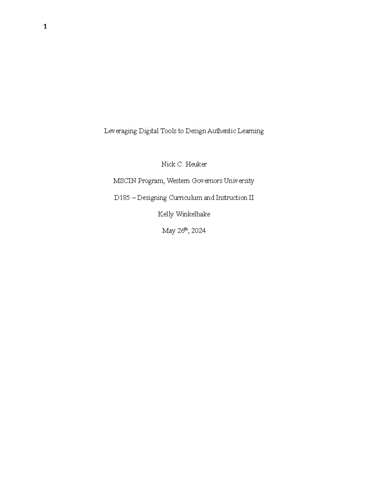 D185 Task3 - Completed Task - Leveraging Digital Tools to Design ...