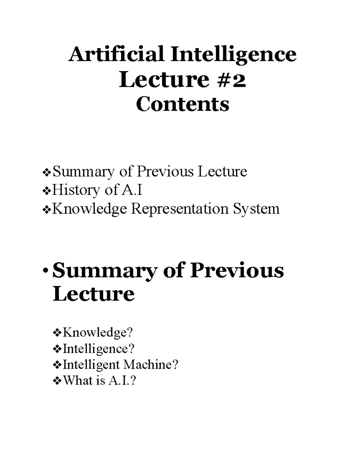 Artificial Intelligence-Lecture 2 History Of AI, Knowledge ...