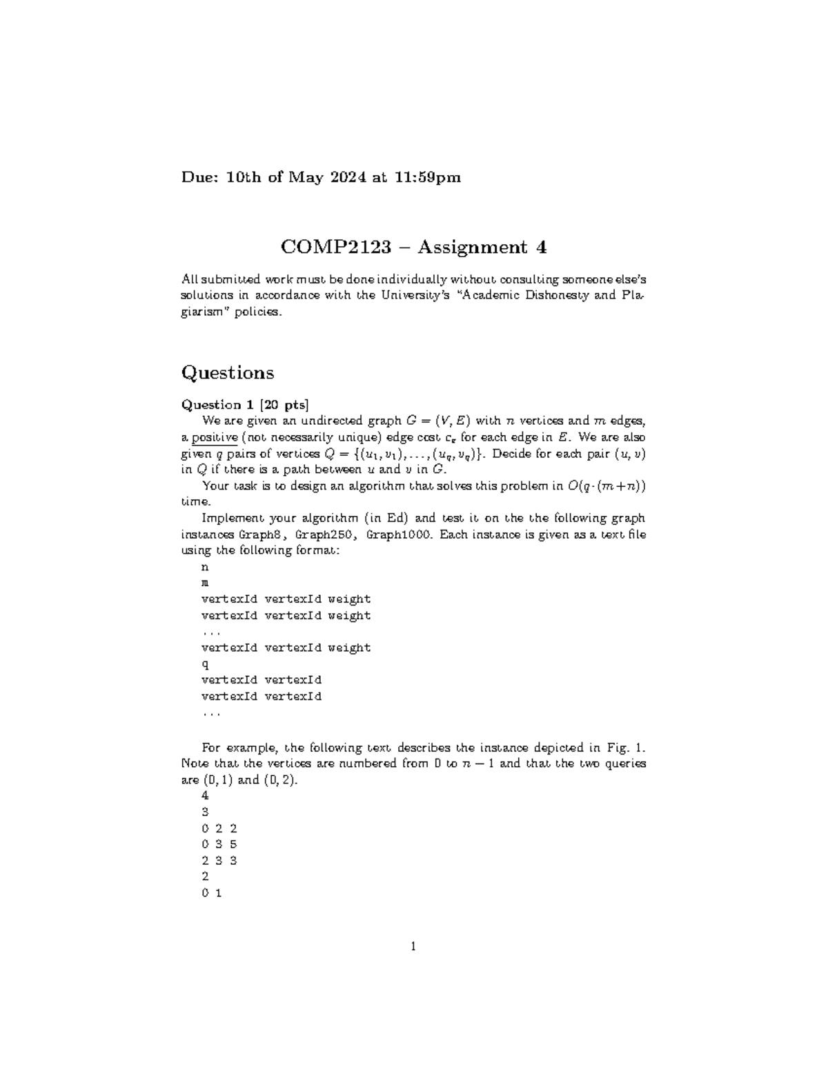 Assignment 4 - COMP2123 - Due: 10th of May 2024 at 11:59pm COMP2123 ...