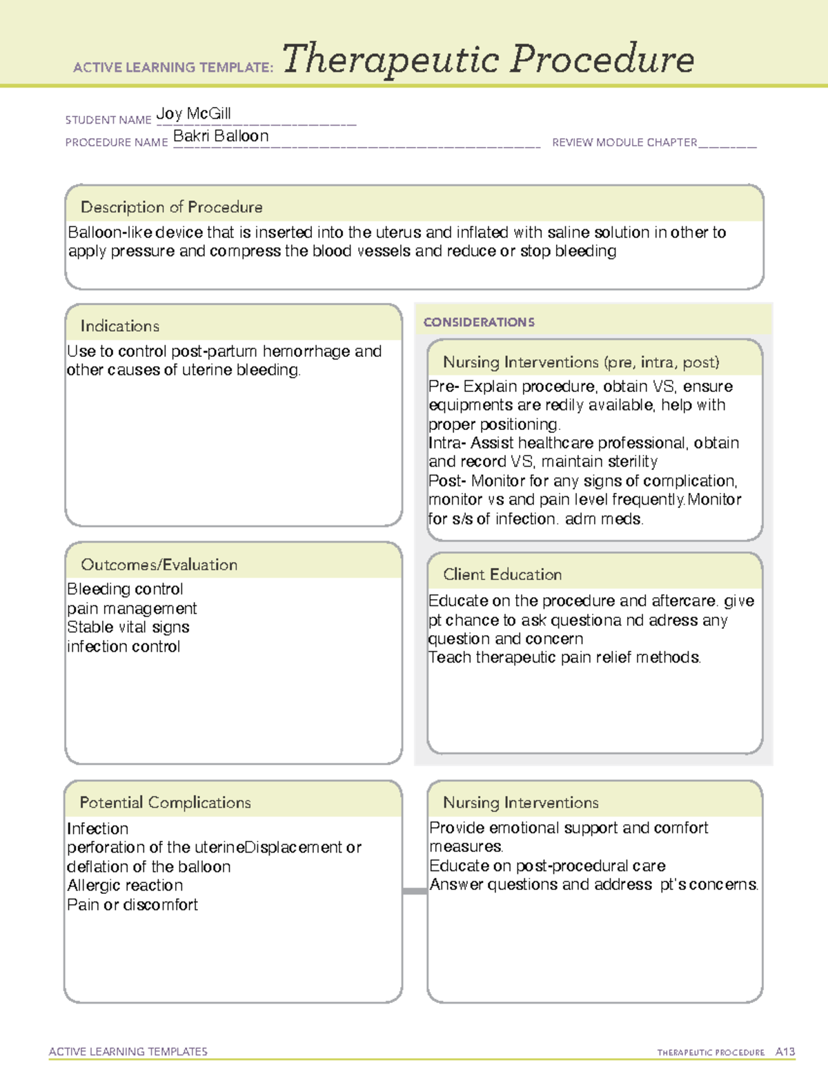 Active Learning Template Therapeutic Procedure form - ACTIVE LEARNING ...