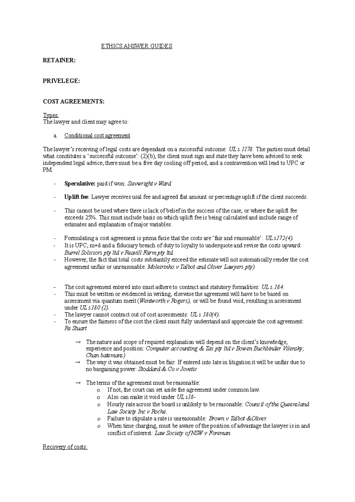 Ethics answer guides 2019 ETHICS ANSWER GUIDES RETAINER PRIVELEGE