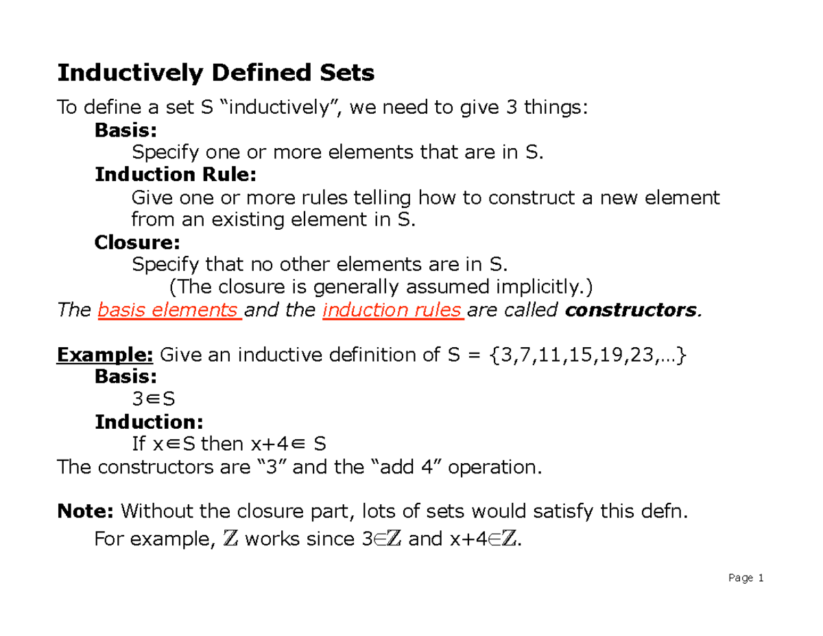 Inductive definition deals