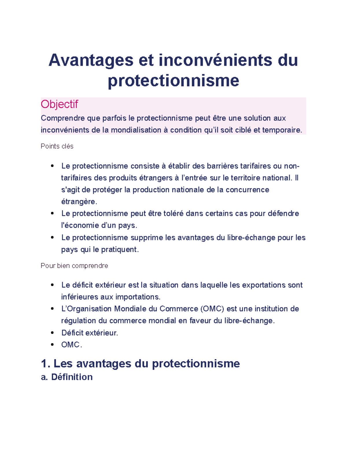 Avantages et inconvénients du protectionnisme - Avantages et ...