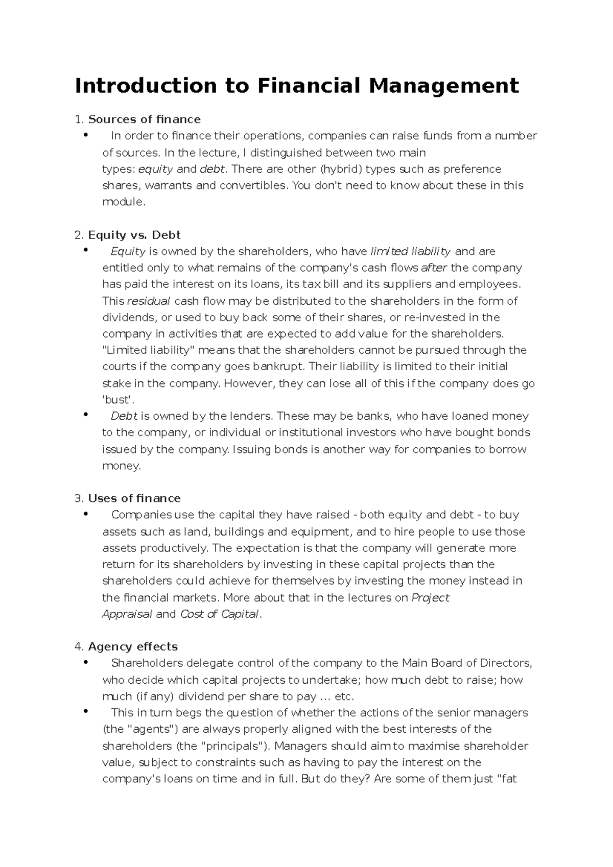 Summaries - Summary Financial Management - Introduction to Financial ...