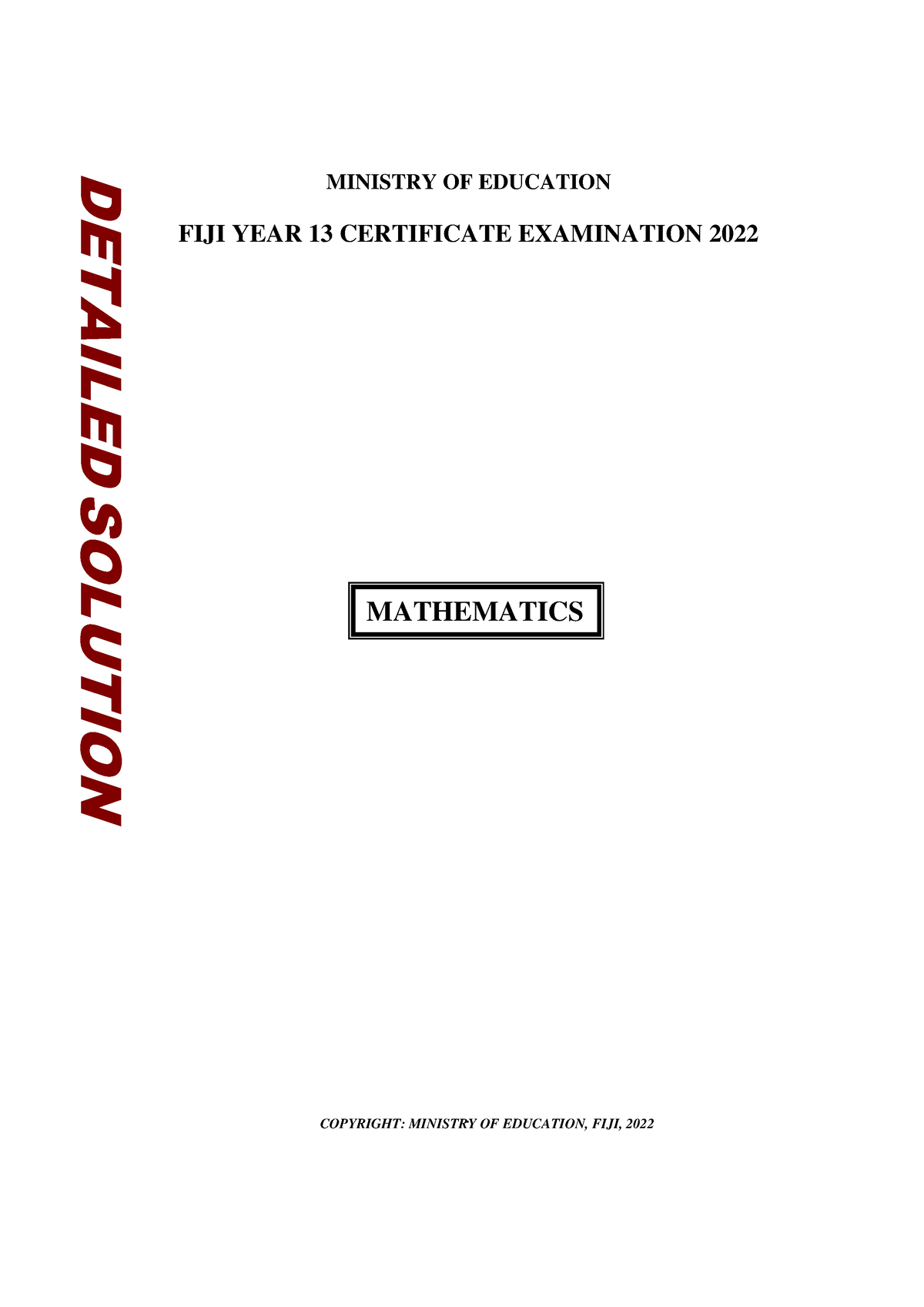 Mathematics DS (2022) - Summary - MINISTRY OF EDUCATION FIJI YEAR 13 ...