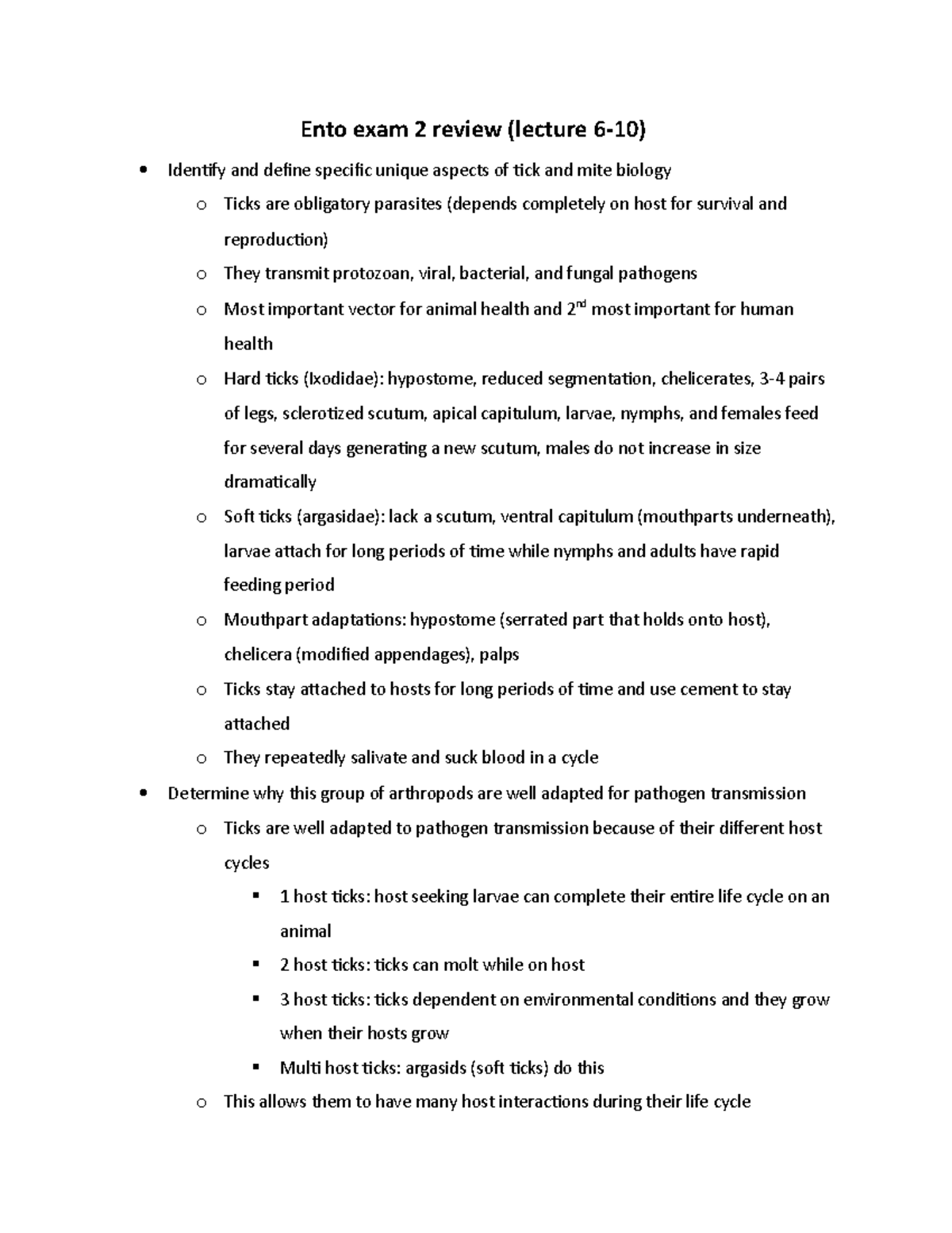 2021 medical entomology exam review exam 2 Ento exam 2 review