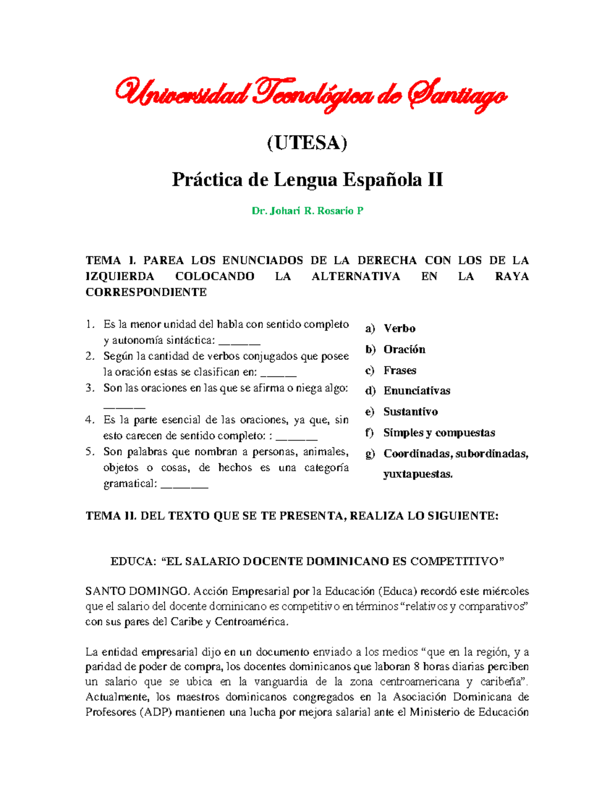 Universidad Tecnol Ã³gica De Santiago Pr Ã¡ctica Esp. II 5 ...