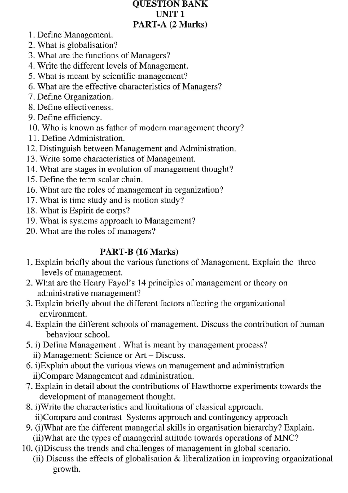 BA4102 Management Concepts and Organizations All Units Question ...