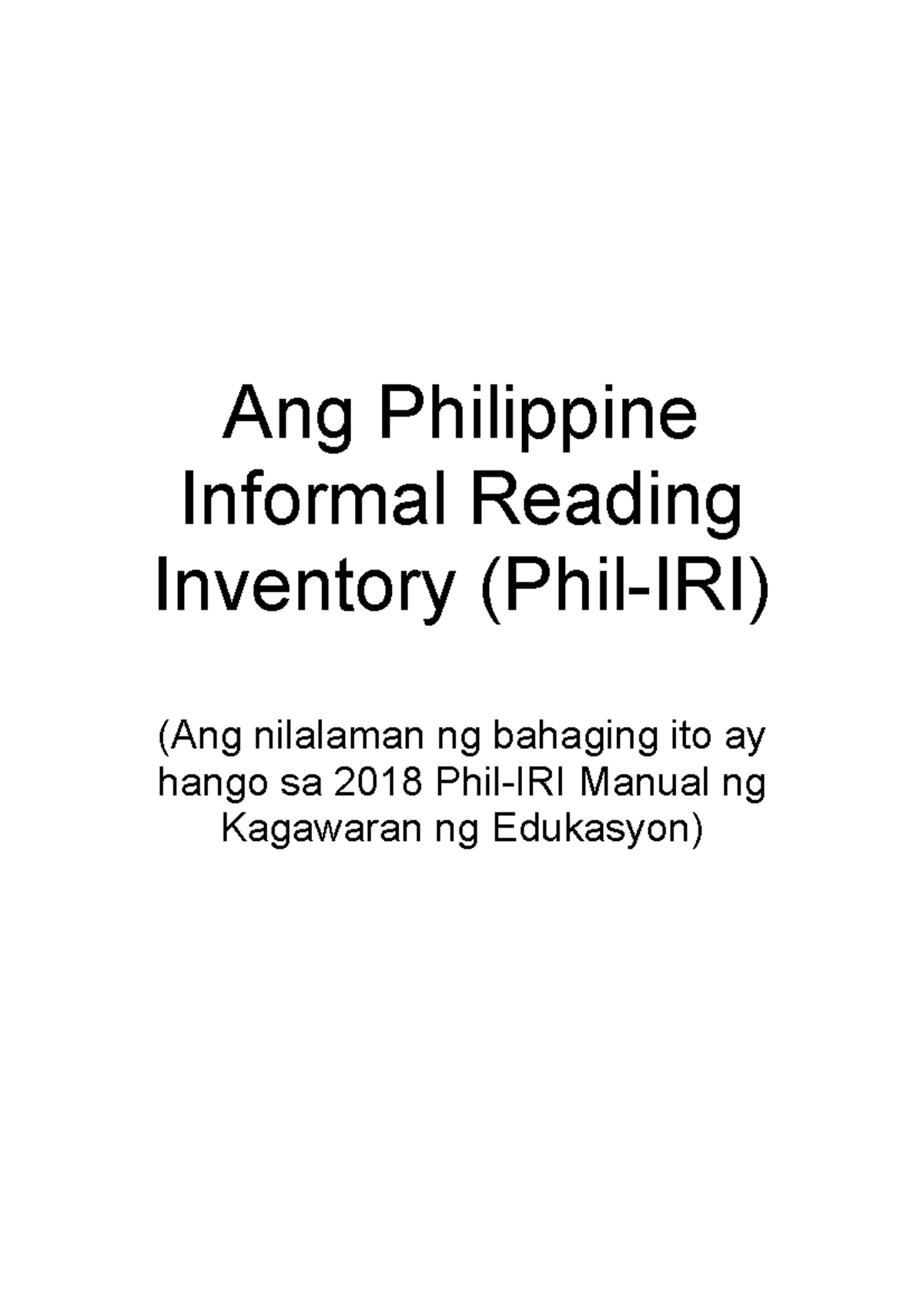 Phil-IRI - Guide - Ang Philippine Informal Reading Inventory (Phil-IRI ...